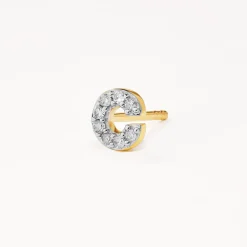 Sale Diamond Letter C Single Stud Earring in 10k Gold Bridal Gifts | Best Friend Gifts