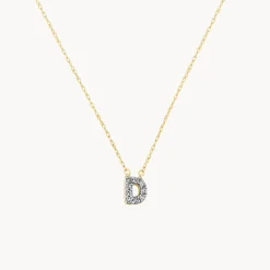 New Diamond Letter D Necklace in 10k Gold Bridal Gifts | Letter Jewellery