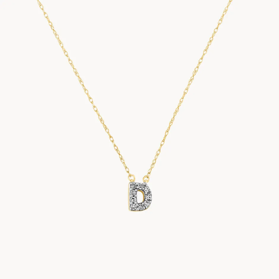 New Diamond Letter D Necklace in 10k Gold Bridal Gifts | Letter Jewellery