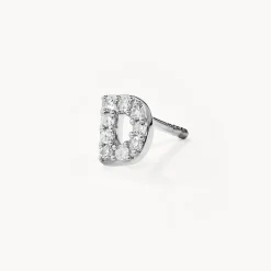 Sale Diamond Letter D Single Stud Earring in Silver Bridal Gifts | Letter Jewellery