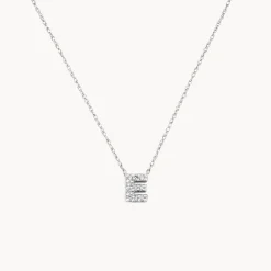 Outlet Diamond Letter E Necklace in Silver Bridal Gifts | Letter Jewellery