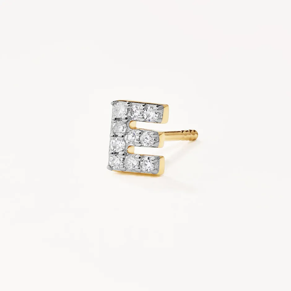 Sale Diamond Letter E Single Stud Earring in 10k Gold Bridal Gifts | Letter Jewellery