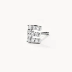 Fashion Diamond Letter E Single Stud Earring in Silver Bridal Gifts | Letter Jewellery