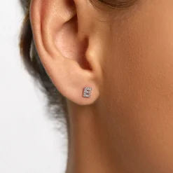 Fashion Diamond Letter E Single Stud Earring in Silver Bridal Gifts | Letter Jewellery