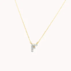 Clearance Diamond Letter F Necklace in 10k Gold Bridal Gifts | Letter Jewellery