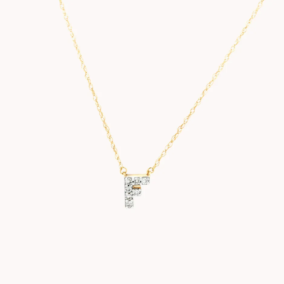 Clearance Diamond Letter F Necklace in 10k Gold Bridal Gifts | Letter Jewellery