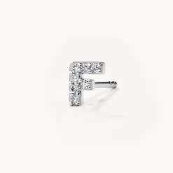 Sale Diamond Letter F Single Stud Earring in Silver Bridal Gifts | Letter Jewellery
