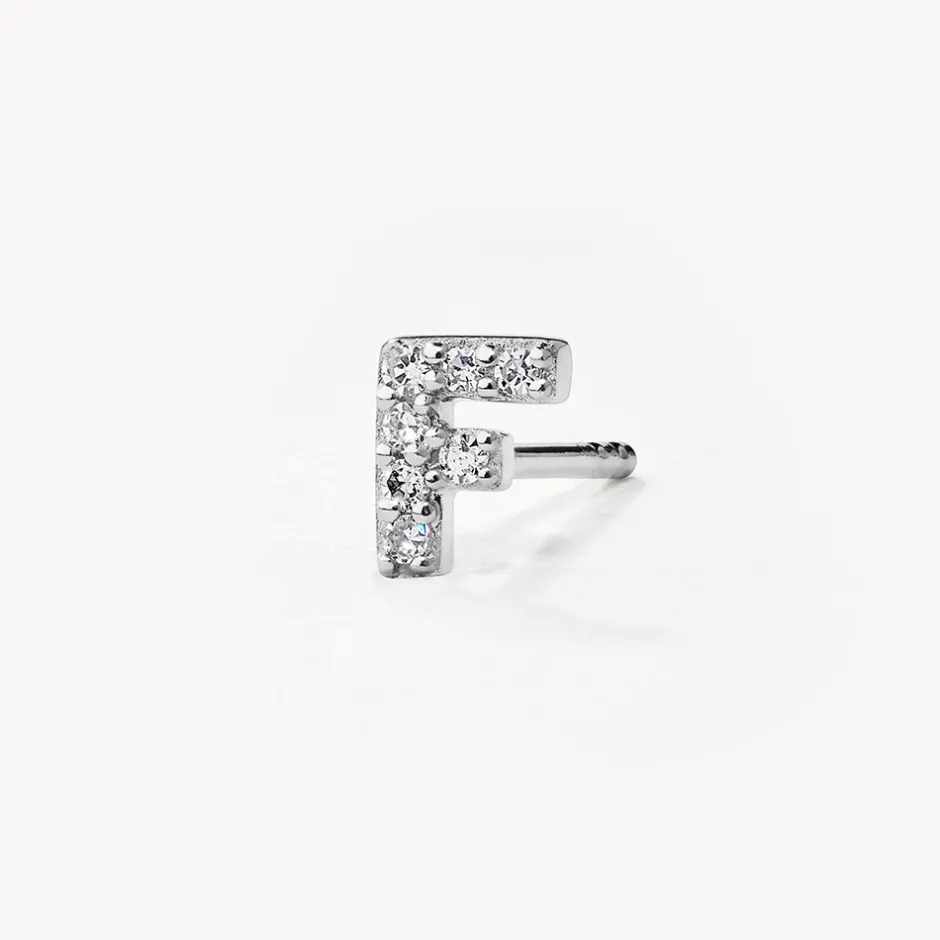 Sale Diamond Letter F Single Stud Earring in Silver Bridal Gifts | Letter Jewellery