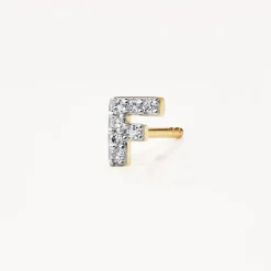 Hot Diamond Letter F Single Stud Earring in 10k Gold Bridal Gifts | Letter Jewellery