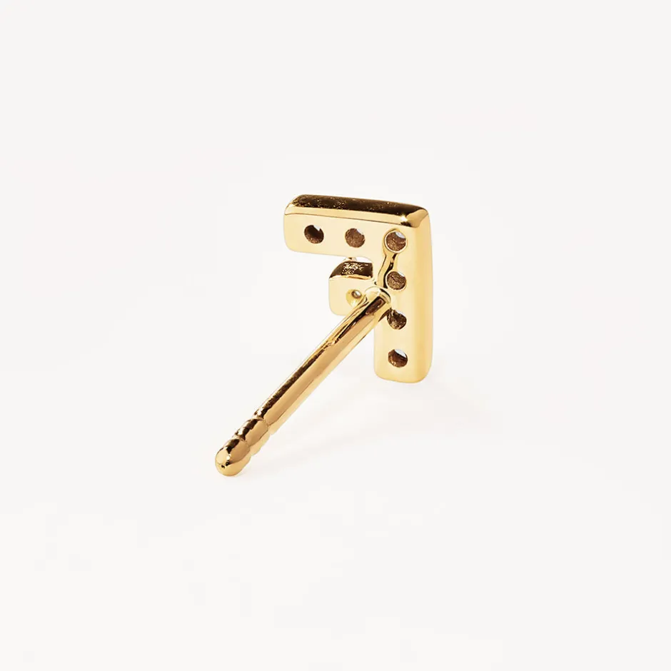 Hot Diamond Letter F Single Stud Earring in 10k Gold Bridal Gifts | Letter Jewellery