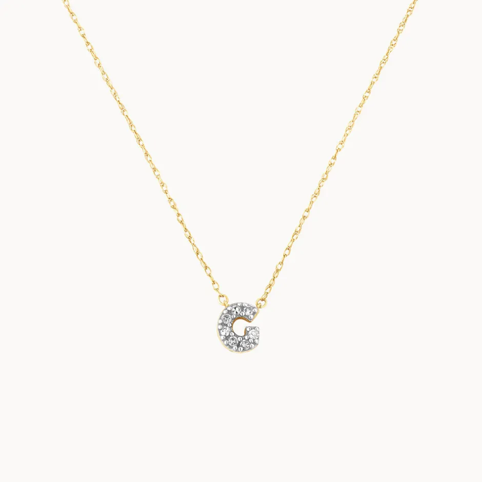 Hot Diamond Letter G Necklace in 10k Gold Bridal Gifts | Letter Jewellery