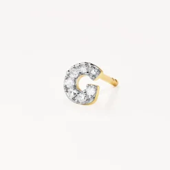 Sale Diamond Letter G Single Stud Earring in 10k Gold Bridal Gifts | Letter Jewellery