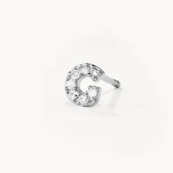 Discount Diamond Letter G Single Stud Earring in Silver Bridal Gifts | Letter Jewellery
