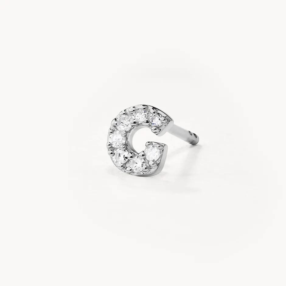 Discount Diamond Letter G Single Stud Earring in Silver Bridal Gifts | Letter Jewellery