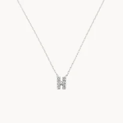 Clearance Diamond Letter H Necklace in Silver Letter Jewellery | Natural Diamonds