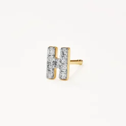 Hot Diamond Letter H Single Stud Earring in 10k Gold Letter Jewellery | Natural Diamonds