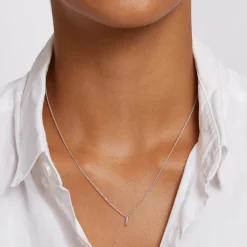 Best Diamond Letter I Necklace in Silver Letter Jewellery | Natural Diamonds