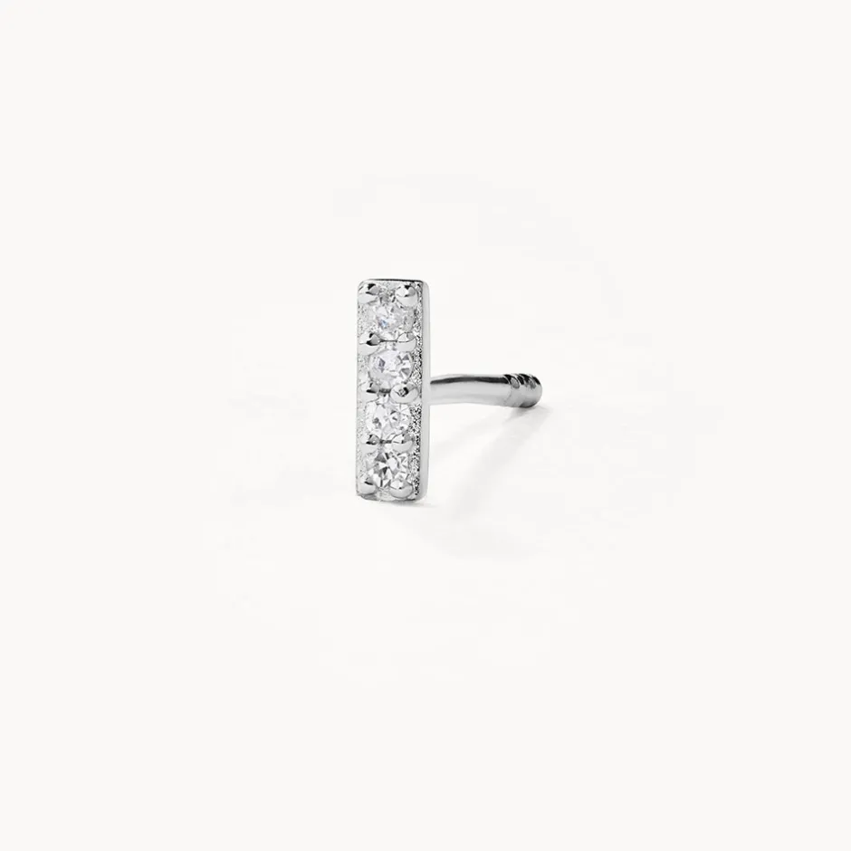 Fashion Diamond Letter I Single Stud Earring in Silver Letter Jewellery | Natural Diamonds