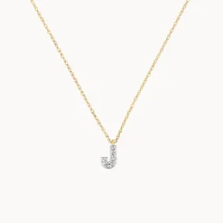 Hot Diamond Letter J Necklace in 10k Gold Letter Jewellery | Natural Diamonds
