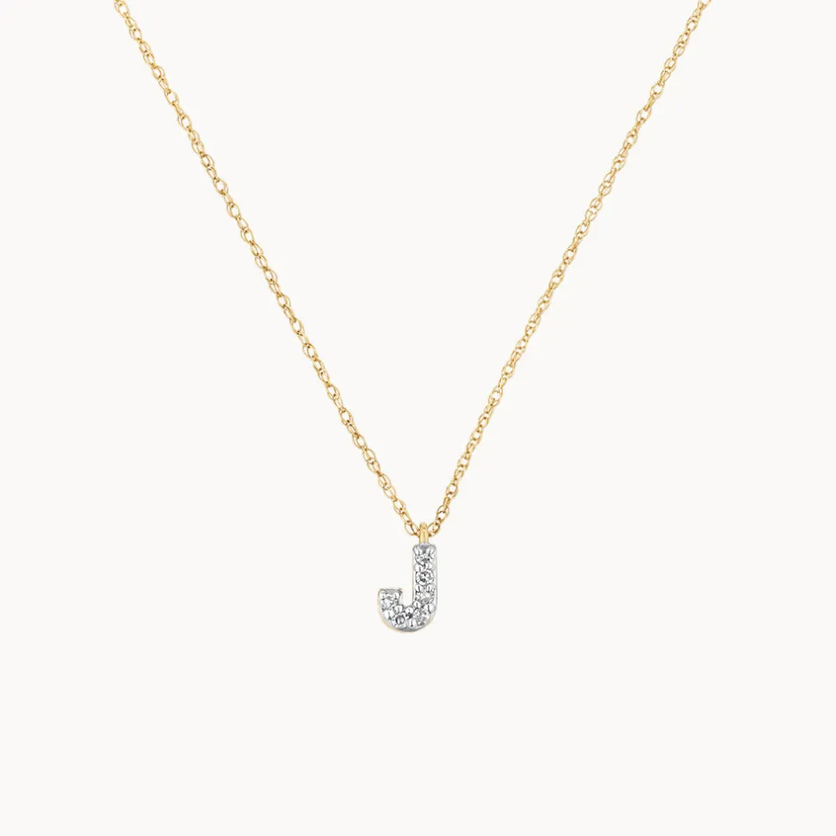 Hot Diamond Letter J Necklace in 10k Gold Letter Jewellery | Natural Diamonds