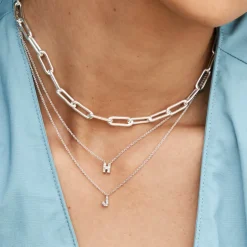 Sale Diamond Letter J Necklace in Silver Letter Jewellery | Natural Diamonds