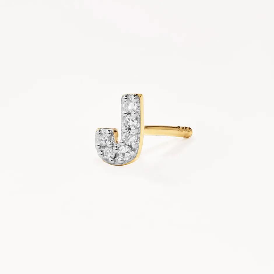 Online Diamond Letter J Single Stud Earring in 10k Gold Letter Jewellery | Natural Diamonds