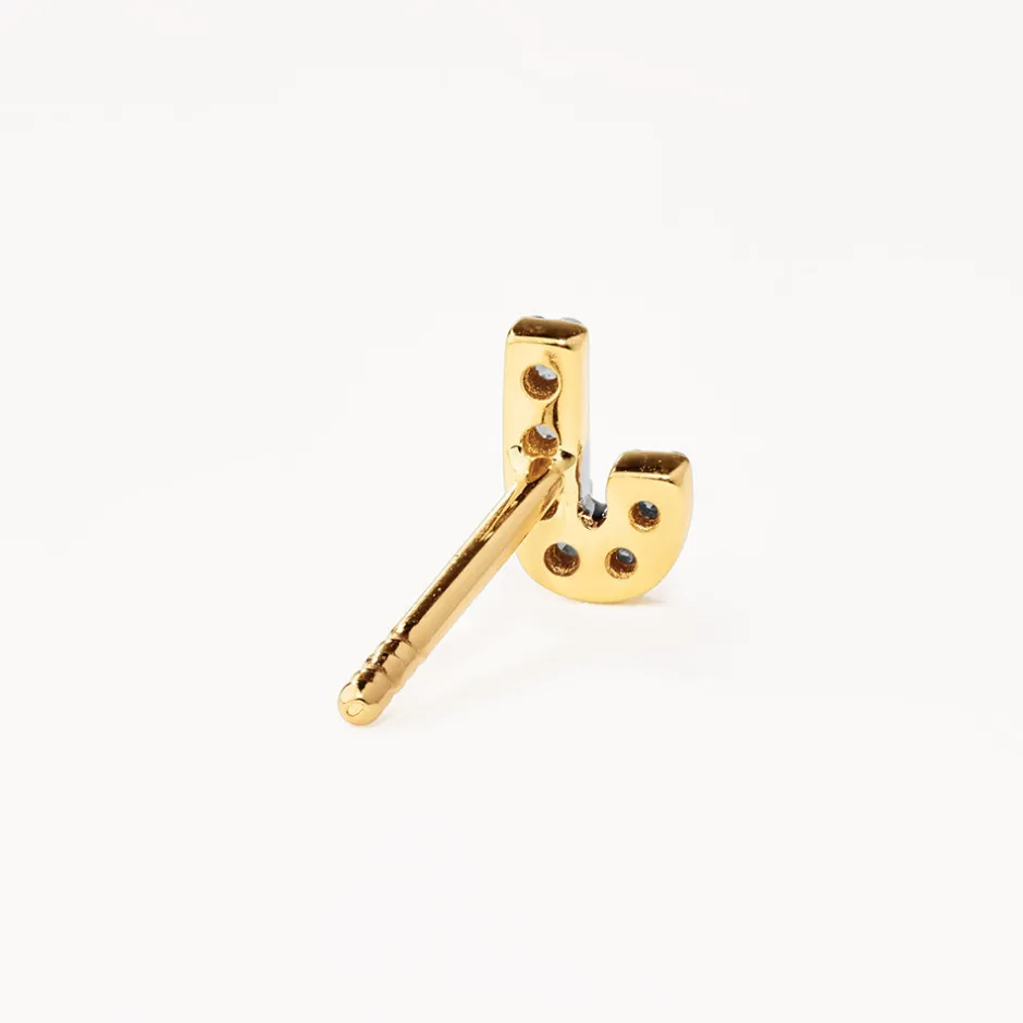 Online Diamond Letter J Single Stud Earring in 10k Gold Letter Jewellery | Natural Diamonds
