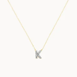 New Diamond Letter K Necklace in 10k Gold Letter Jewellery | Natural Diamonds