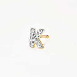 New Diamond Letter K Single Stud Earring in 10k Gold Letter Jewellery | Natural Diamonds
