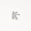 New Diamond Letter K Single Stud Earring in Silver Letter Jewellery | Natural Diamonds