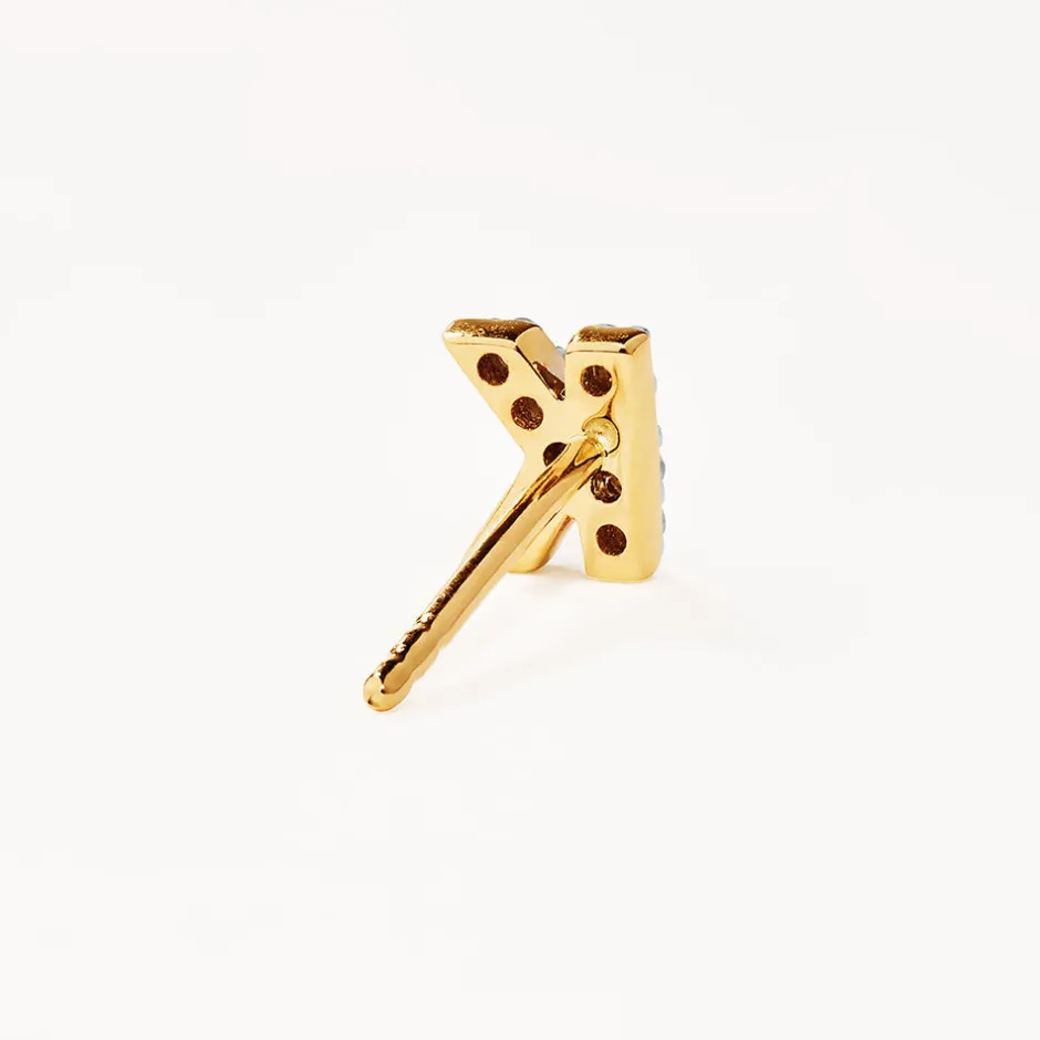New Diamond Letter K Single Stud Earring in 10k Gold Letter Jewellery | Natural Diamonds