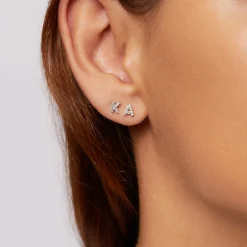New Diamond Letter K Single Stud Earring in Silver Letter Jewellery | Natural Diamonds