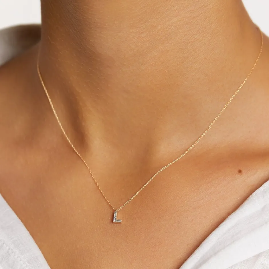Discount Diamond Letter L Necklace in 10k Gold Best Friend Gifts | Letter Jewellery