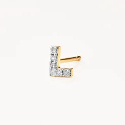 Online Diamond Letter L Single Stud Earring in 10k Gold Letter Jewellery | Natural Diamonds