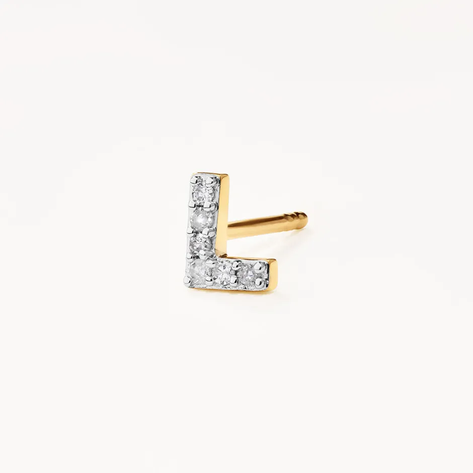 Online Diamond Letter L Single Stud Earring in 10k Gold Letter Jewellery | Natural Diamonds