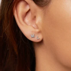 Hot Diamond Letter L Single Stud Earring in Silver Letter Jewellery | Natural Diamonds
