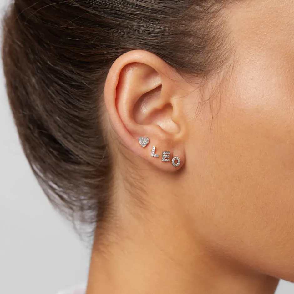 Online Diamond Letter L Single Stud Earring in 10k Gold Letter Jewellery | Natural Diamonds