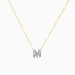 Online Diamond Letter M Necklace in 10k Gold Best Friend Gifts | Letter Jewellery