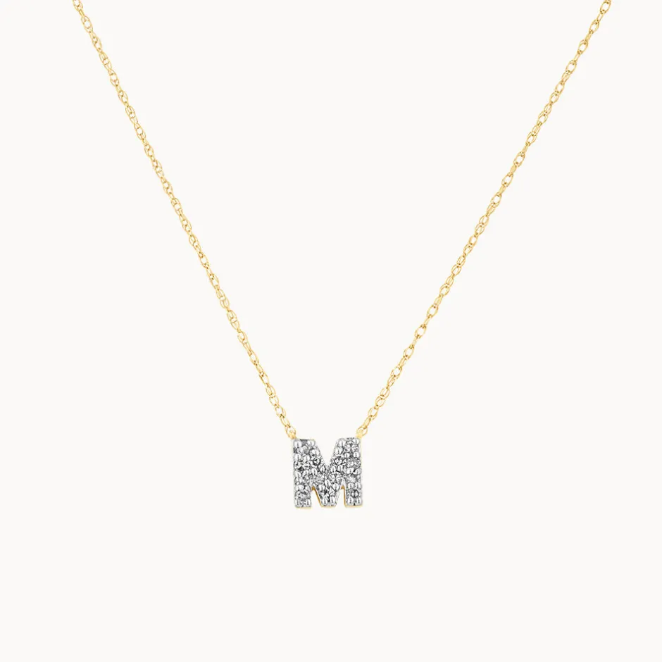 Online Diamond Letter M Necklace in 10k Gold Best Friend Gifts | Letter Jewellery