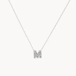 Best Diamond Letter M Necklace in Silver Best Friend Gifts | Letter Jewellery