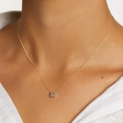 Online Diamond Letter M Necklace in 10k Gold Best Friend Gifts | Letter Jewellery