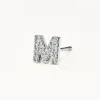 New Diamond Letter M Single Stud Earring in Silver Letter Jewellery | Natural Diamonds