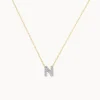New Diamond Letter N Necklace in 10k Gold Letter Jewellery | Natural Diamonds