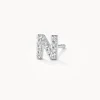 Outlet Diamond Letter N Single Stud Earring in Silver Letter Jewellery | Natural Diamonds