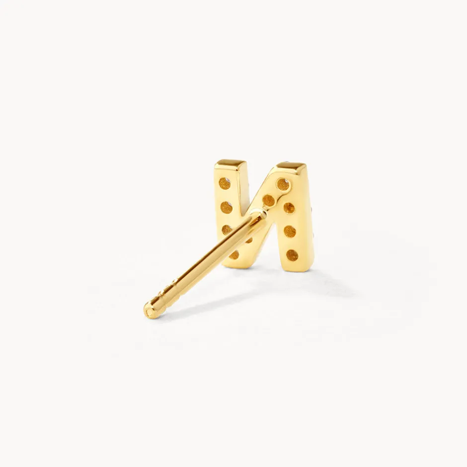 Best Diamond Letter N Single Stud Earring in 10k Gold Letter Jewellery | Natural Diamonds