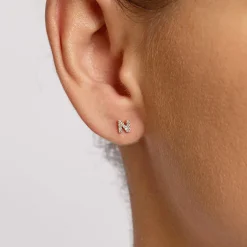 Best Diamond Letter N Single Stud Earring in 10k Gold Letter Jewellery | Natural Diamonds