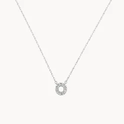 Clearance Diamond Letter O Necklace in Silver Letter Jewellery | Natural Diamonds