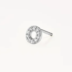 Fashion Diamond Letter O Single Stud Earring in Silver Letter Jewellery | Natural Diamonds