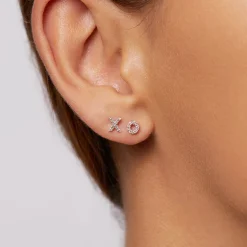 Fashion Diamond Letter O Single Stud Earring in Silver Letter Jewellery | Natural Diamonds