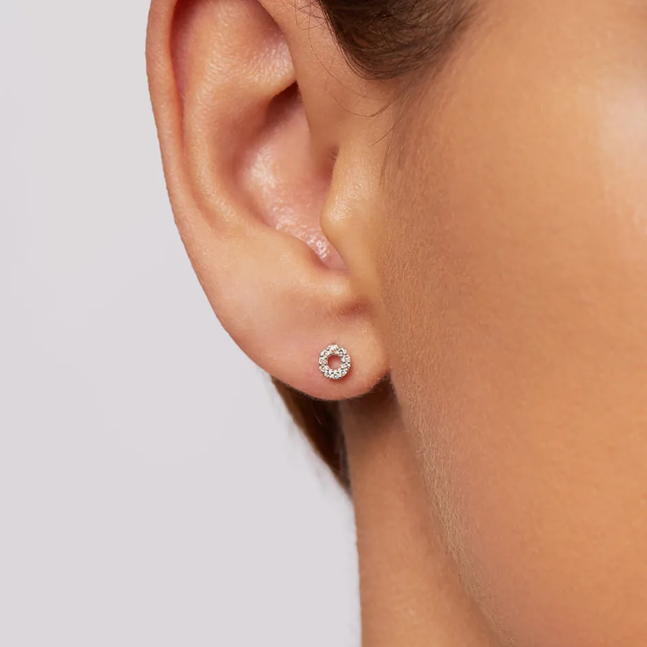 Online Diamond Letter O Single Stud Earring in 10k Gold Letter Jewellery | Natural Diamonds